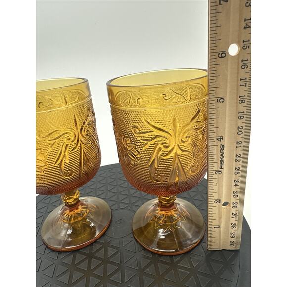 Vintage Tiara Amber Glass Lot of 2 Goblets EUC - Picture 2 of 4